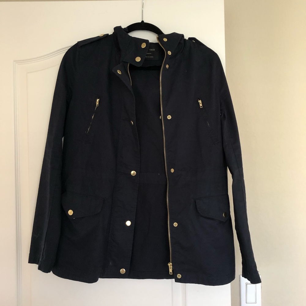 Navy Hooded Jacket with Gold Buttons